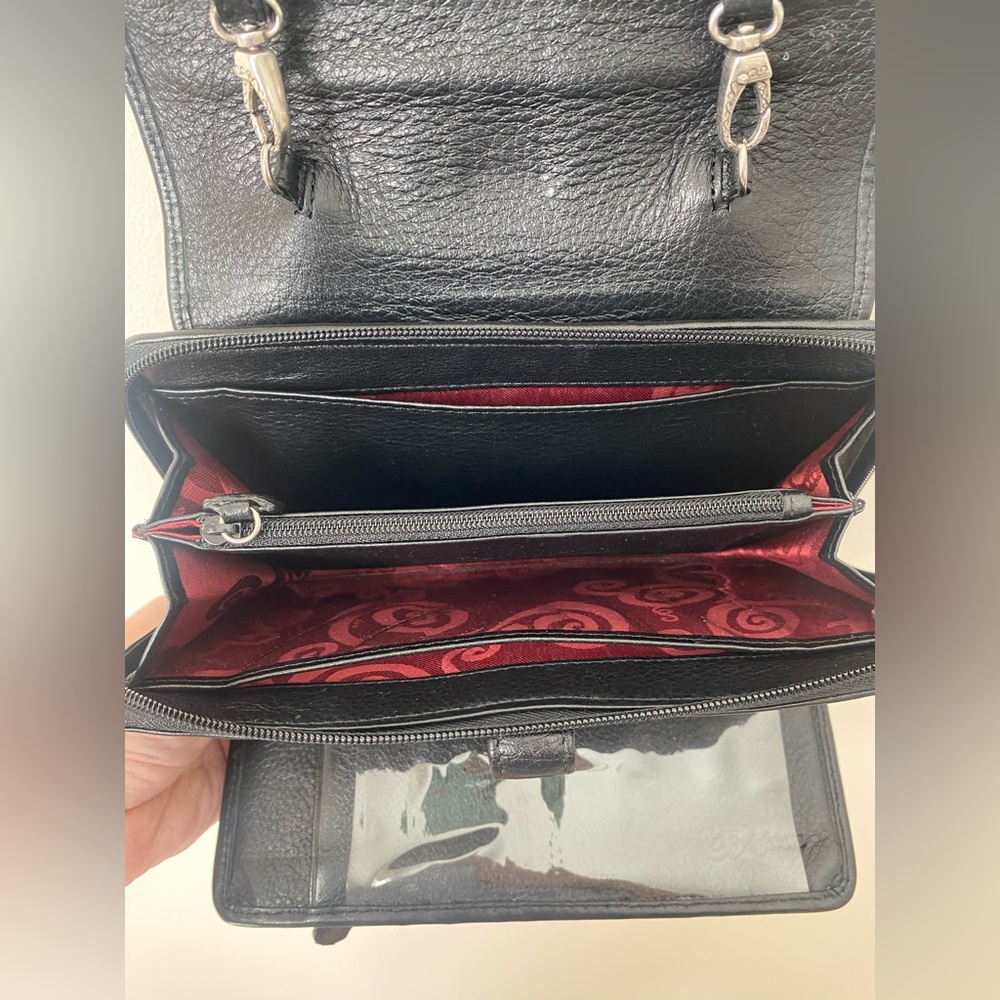 Brighton Shoulder Bag Basket Weave Crossbody Wallet Organizer Vintage Black - Picture 7 of 9